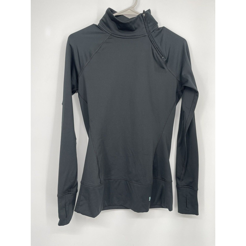 Under Armour Small Quarter Zip Pullover Womens Black Excellent Thumbhole Fitted